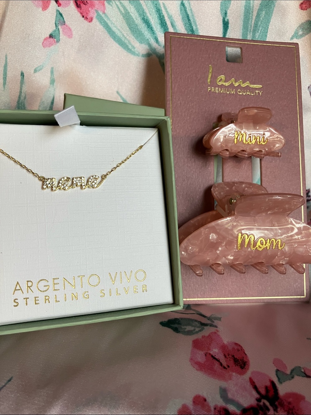 Argento Vivo Gold-Tone 'Mama' Pavé Script Necklace w/ free momma & me hair clips